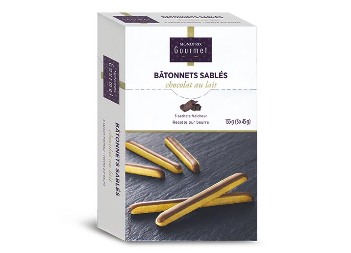Bâtonnets sablés chocolat au lait