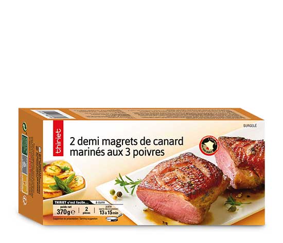 2 Demi magrets de canard marinés aux 3 poivres