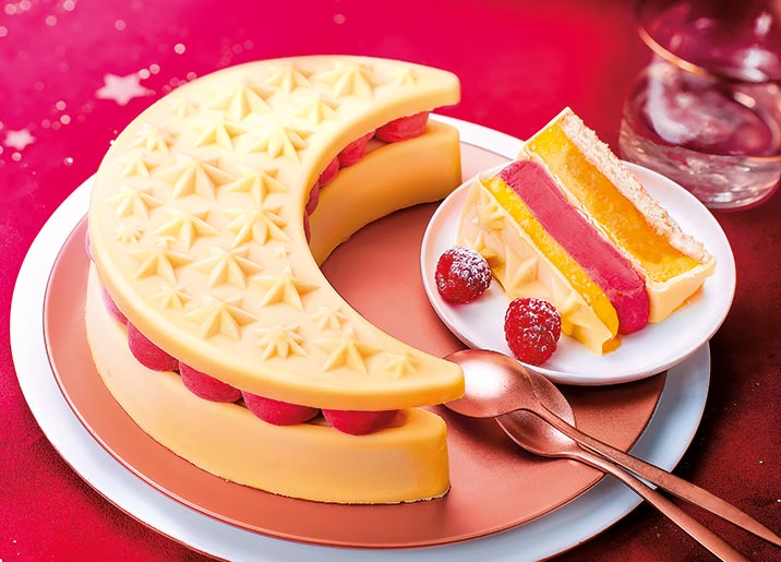 Bûche glacée Lune étoilée exotique - fruits rouges