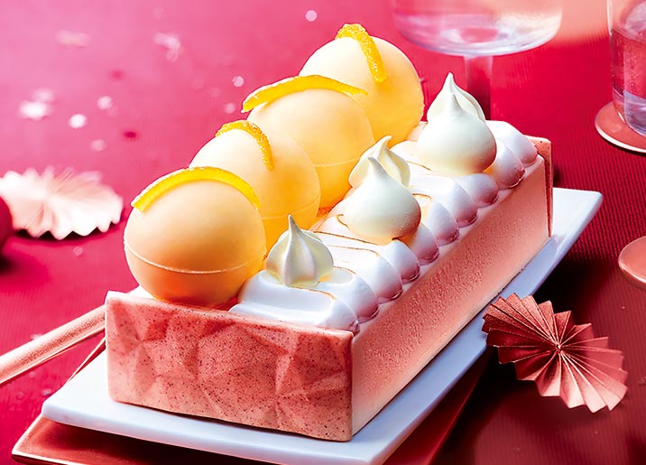 Bûche glacée meringuée pamplemousse - mandarine
