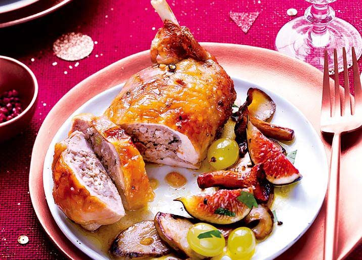 2 Suprêmes pintade farcis, farce Riesling/raisins