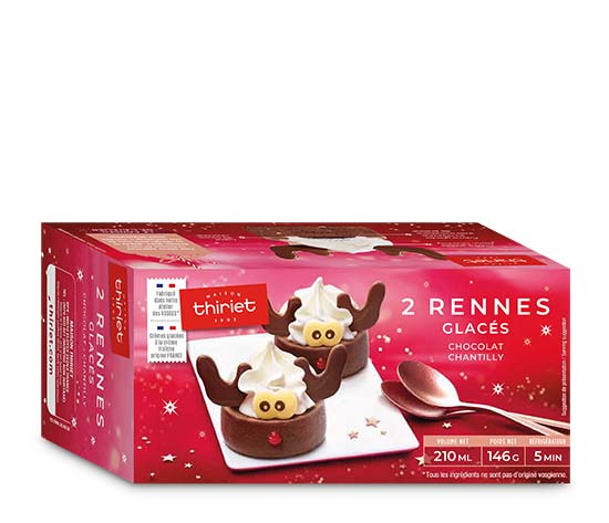 Bûchettes glacées rennes chocolat - chantilly