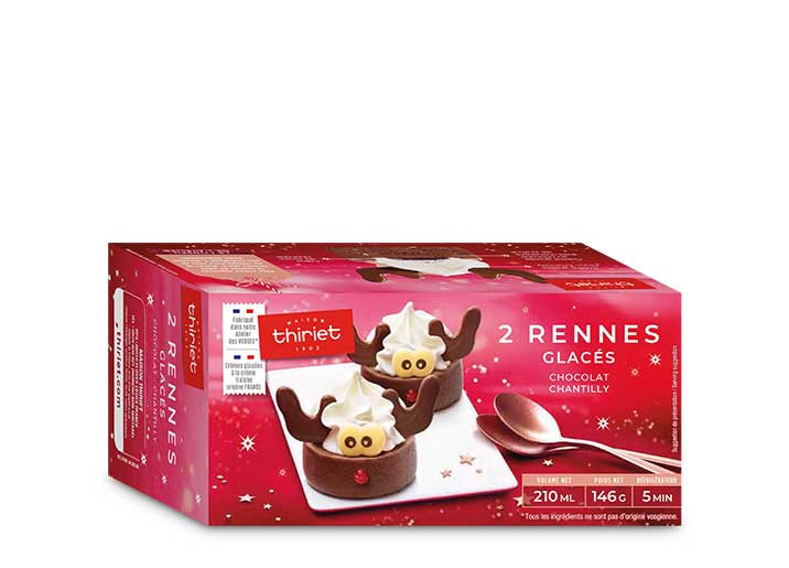 Bûchettes glacées rennes chocolat - chantilly