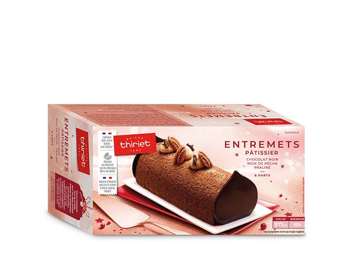 Entremets pâtissier chocolat noir - pécan - praliné