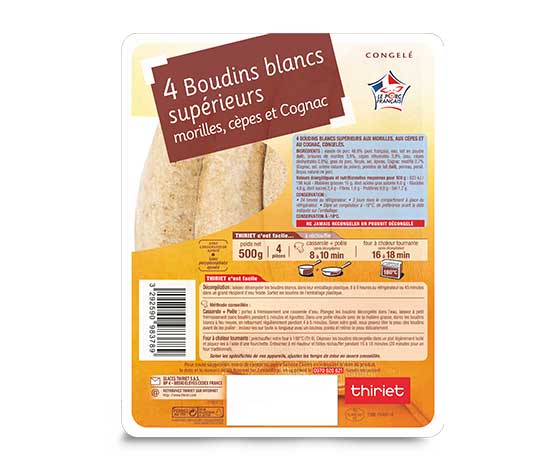 4 Boudins blancs supérieurs morilles cèpes Cognac