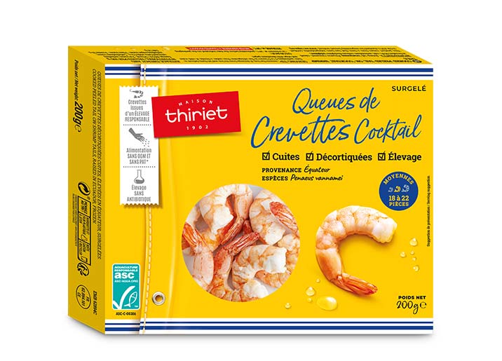 Queues de crevettes cuites décortiquées cocktail