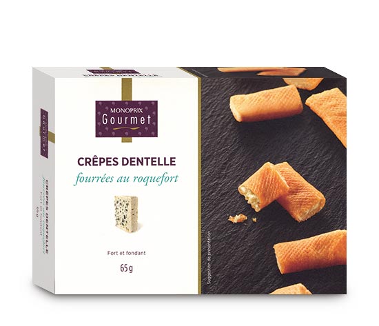 Crêpes dentelles fourrées au roquefort
