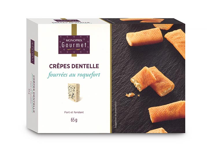 Crêpes dentelles fourrées au roquefort