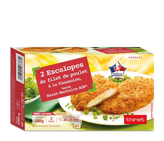 2 Escalopes de filet poulet, bacon-St Nectaire AOP