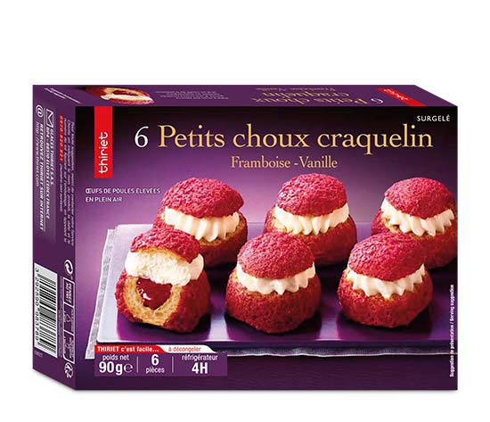 6 Petits choux craquelin framboise - vanille