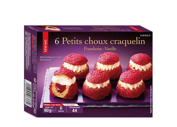 6 Petits choux craquelin framboise - vanille