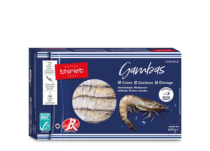 Gambas entières crues de Madagascar