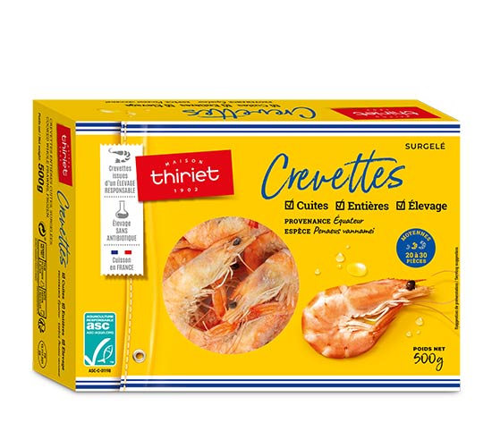 Crevettes entières cuites
