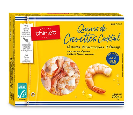 Queues de crevettes cuites décortiquées cocktail