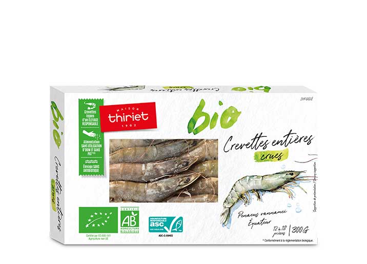 Crevettes entières crues Biologiques