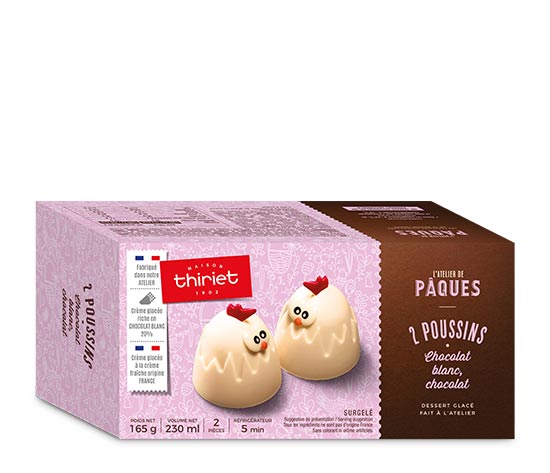2 Poussins glacés chocolat blanc - chocolat