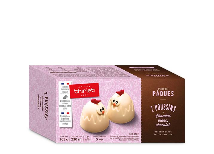 2 Poussins glacés chocolat blanc - chocolat