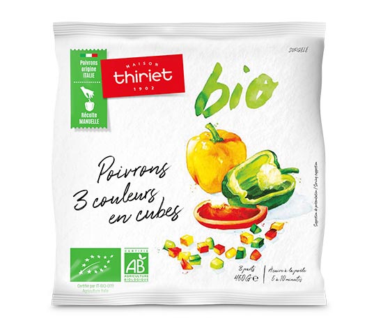 Poivrons 3 couleurs en cubes biologiques