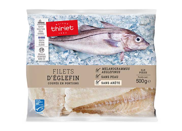 Filets d’églefin coupés en portions