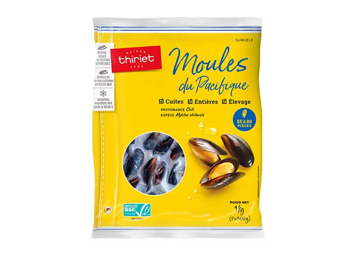 Moules du Pacifique entières cuites dans leur jus
