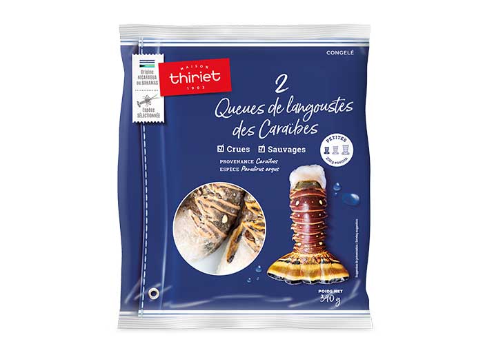 2 Queues de langoustes Caraïbes crues