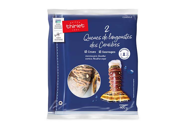 2 Queues de langoustes Caraïbes crues