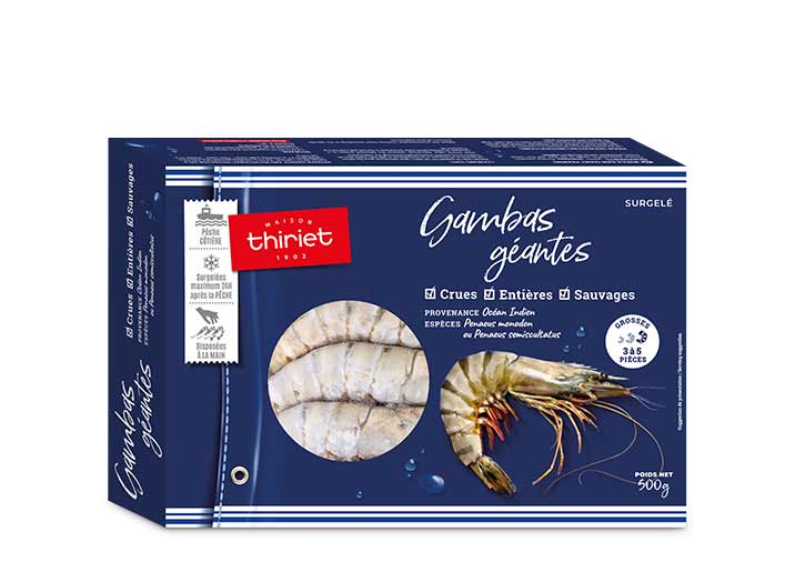 Gambas géantes sauvages entières crues