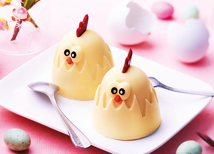 2 Poussins glacés chocolat blanc - chocolat