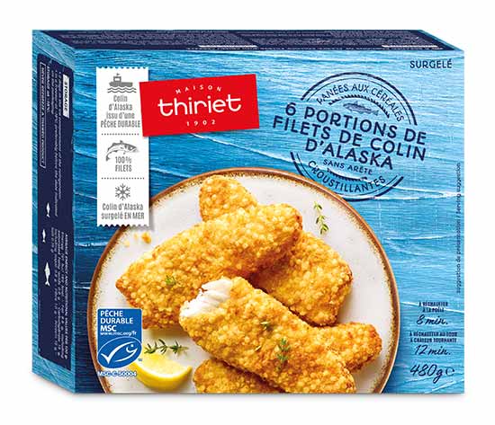 6 Portions panées de filets de colin d'Alaska