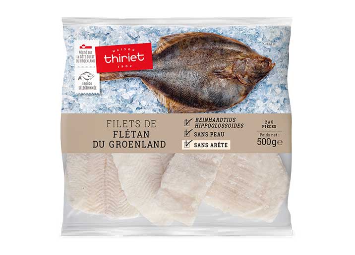 Filets de flétan du Groënland coupés en portions