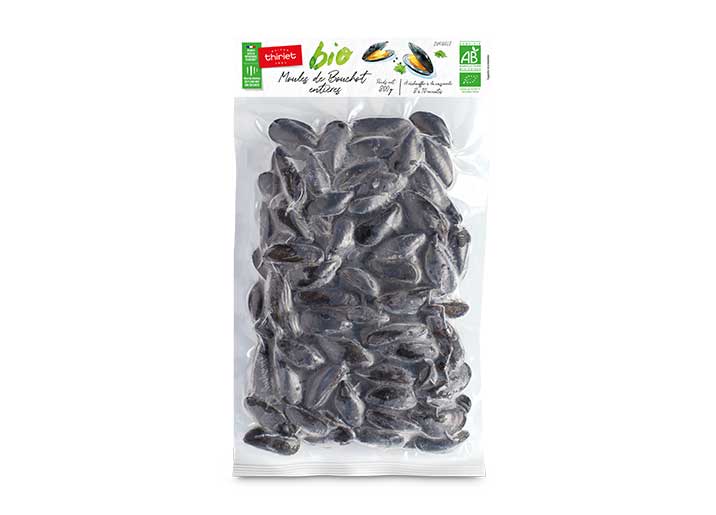 Moules de bouchot entières précuites biologiques