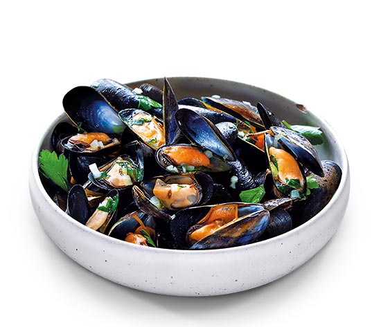 Moules de bouchot entières précuites biologiques