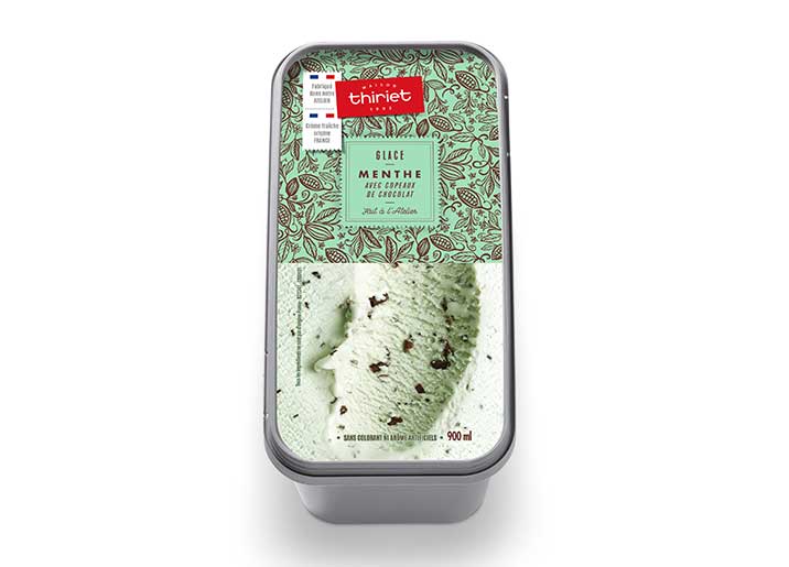 Glace menthe avec copeaux de chocolat