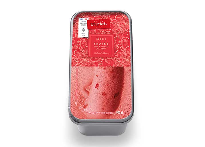 Sorbet fraise avec morceaux de fraise