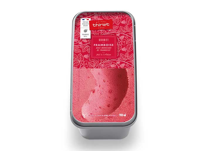 Sorbet framboise avec morceaux de framboise