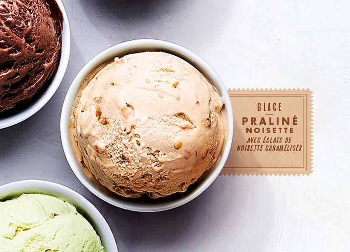 Glace praliné noisette avec éclats de noisette