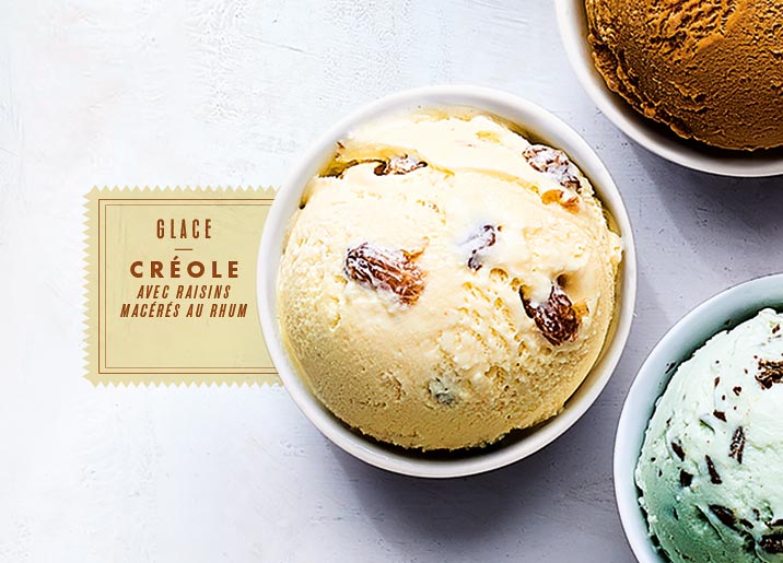 Glace créole avec raisins macérés au rhum