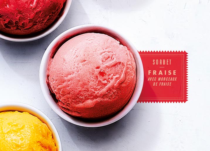 Sorbet fraise avec morceaux de fraise