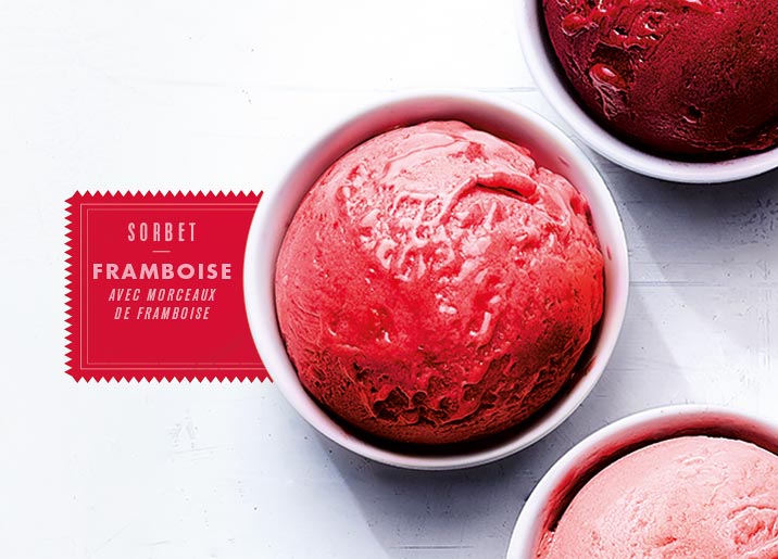 Sorbet framboise avec morceaux de framboise