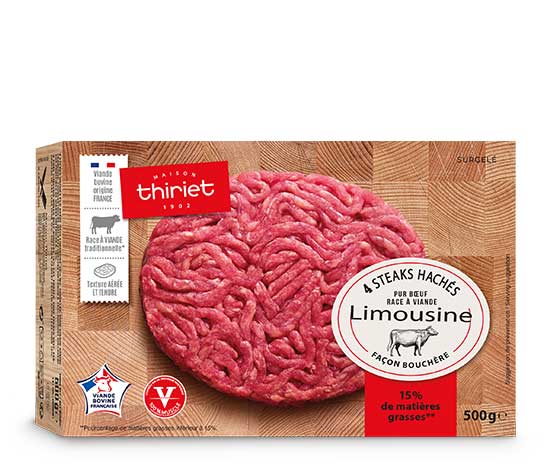 4 steaks hachés pur boeuf race Limousine façon bouchère 15 %