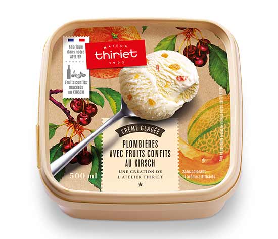 Crème glacée Plombières avec fruits au Kirsch