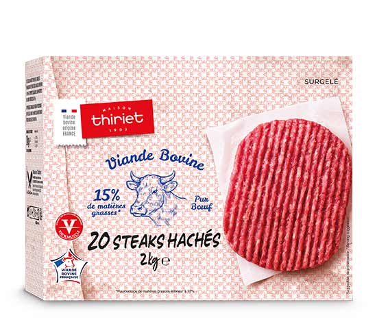 20 Steaks hachés pur boeuf 15% M.G.