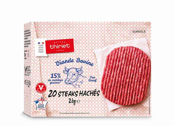 20 Steaks hachés pur boeuf 15% M.G.