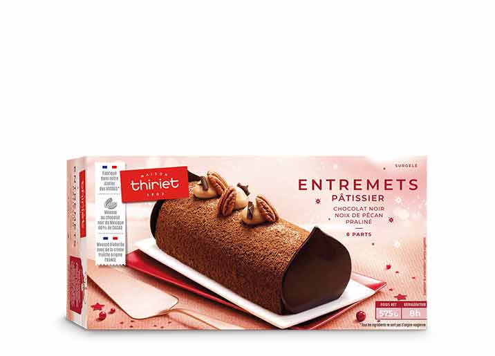 Entremets pâtissier chocolat noir - pécan - praliné