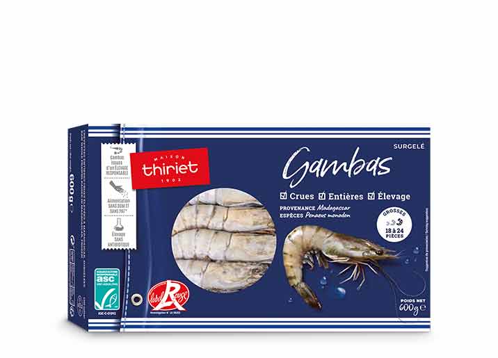 Gambas entières crues de Madagascar
