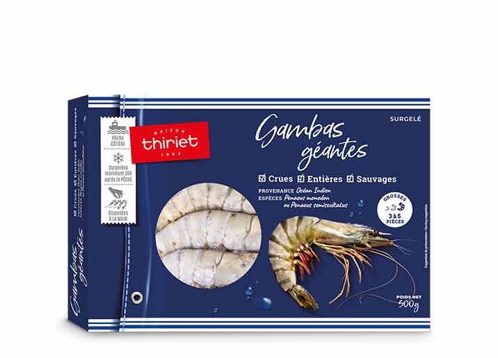 Gambas géantes sauvages entières crues
