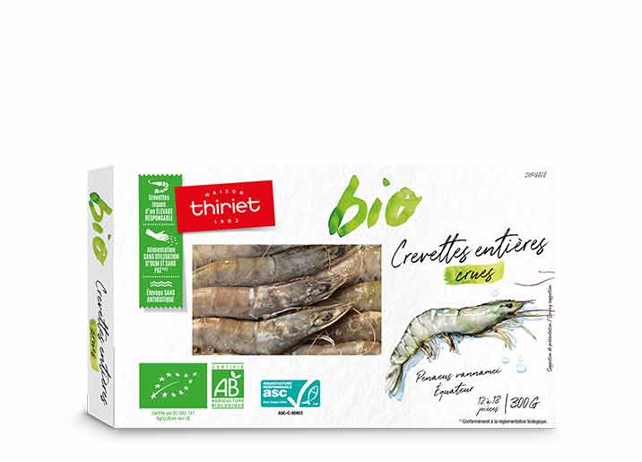Crevettes entières crues Biologiques
