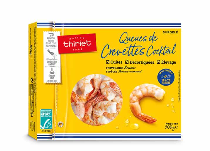 Queues de crevettes cuites décortiquées cocktail