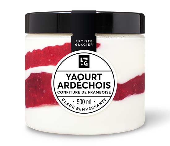 Glace Yaourt ardéchois et confiture de framboise