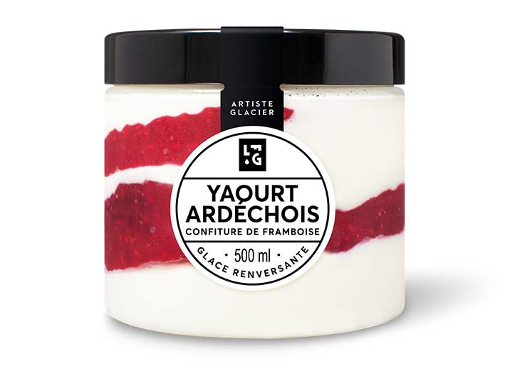 Glace Yaourt ardéchois et confiture de framboise